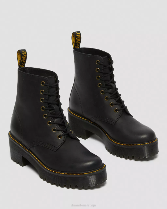 Dr. Martens apavi sievietes melni noslīpēts Vaiomings shriver hi Vajomingas ādas papēžu zābaki LHJP40