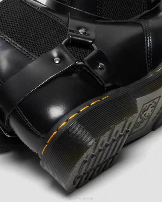 Dr. Martens apavi sievietes melni pulēti gludi wincox gludas ādas zābaki ar sprādzēm LHJP134