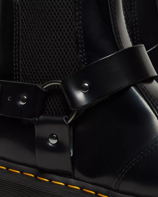 Dr. Martens apavi sievietes melni pulēti gludi wincox gludas ādas zābaki ar sprādzēm LHJP134