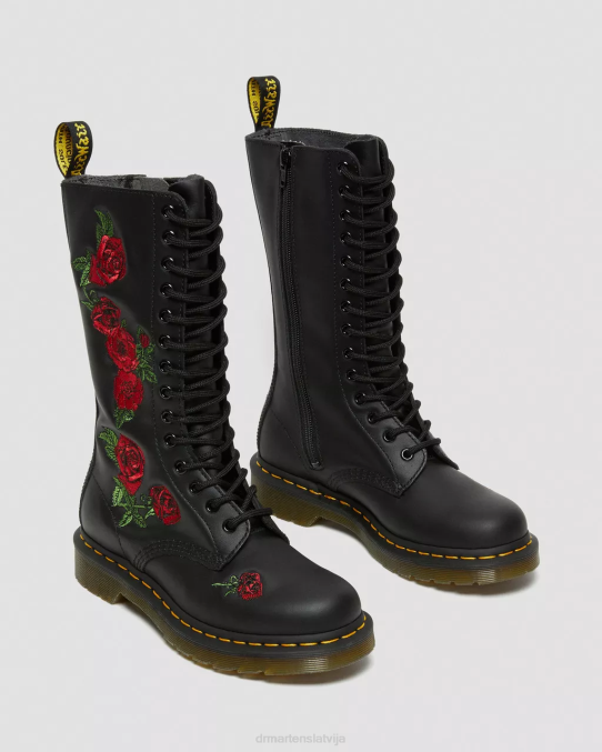 Dr. Martens apavi sievietes melns mīksts t 1914. gada vondas ādas zābaki viduklim LHJP366