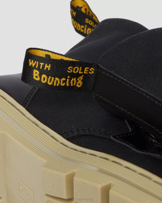 Dr. Martens apavi sievietes melns audekls un slīpēta pārklāta āda ķemmes audekls ikdienas zābaki LHJP173