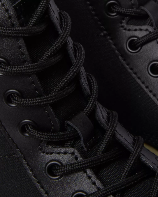 Dr. Martens apavi sievietes melns audekls un slīpēta pārklāta āda ķemmes audekls ikdienas zābaki LHJP173