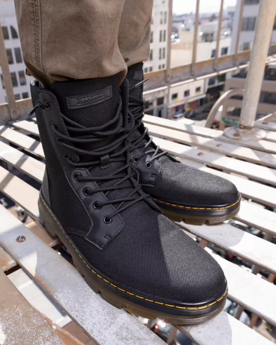 Dr. Martens apavi sievietes melns īpaši izturīgs polimērs un gumija ķemmes poli ikdienas zābaki LHJP63
