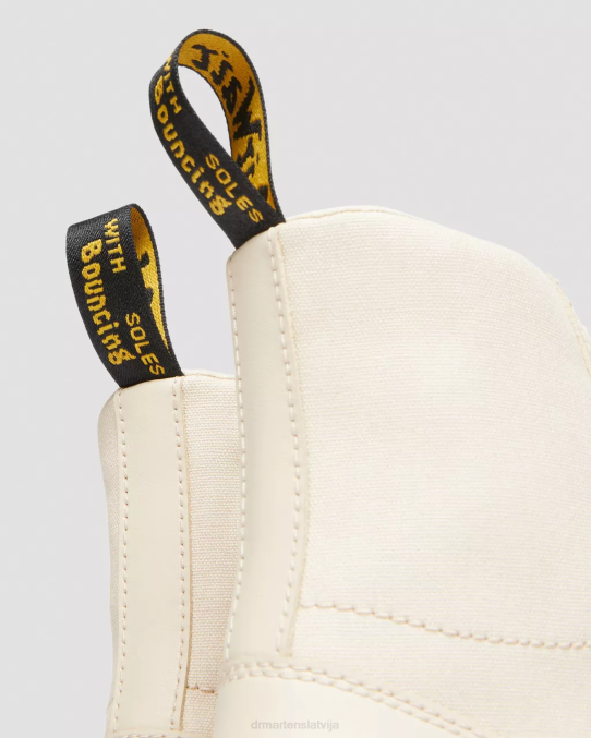 Dr. Martens apavi sievietes pergamenta bēšs audekls un slīpēta pārklāta āda ķemmes audekls ikdienas zābaki LHJP172