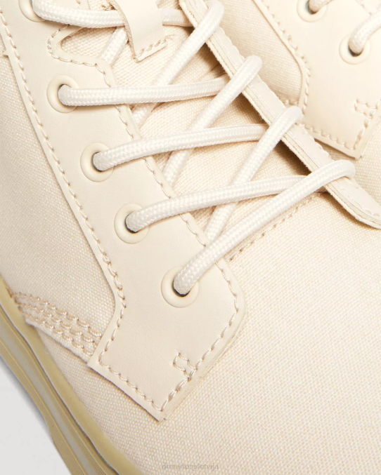 Dr. Martens apavi sievietes pergamenta bēšs audekls un slīpēta pārklāta āda ķemmes audekls ikdienas zābaki LHJP172