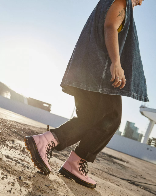 Dr. Martens apavi sievietes persiku bēšs ciklona neilons ķemmēt neilona un ādas ikdienas zābakus LHJP179