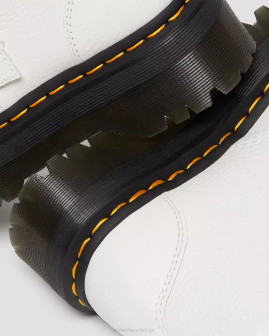 Dr. Martens apavi sievietes balta slīpēta nappa devon ziedu sprādzes ādas platformas zābaki LHJP213