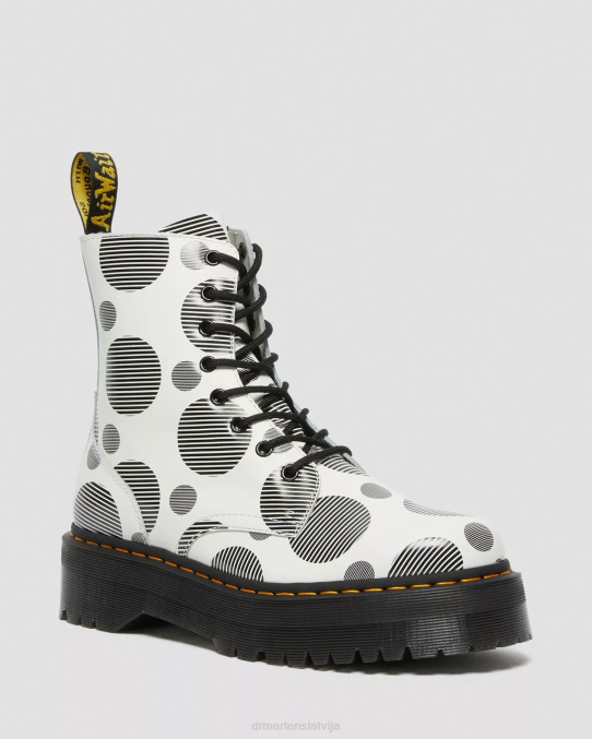 Dr. Martens apavi sievietes balts punktveida gluds jadon boot polka dot gludas ādas platformas LHJP157