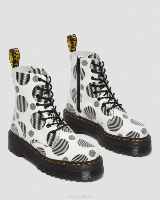 Dr. Martens apavi sievietes balts punktveida gluds jadon boot polka dot gludas ādas platformas LHJP157