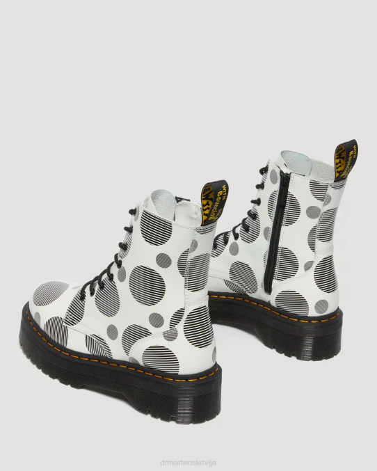 Dr. Martens apavi sievietes balts punktveida gluds jadon boot polka dot gludas ādas platformas LHJP157