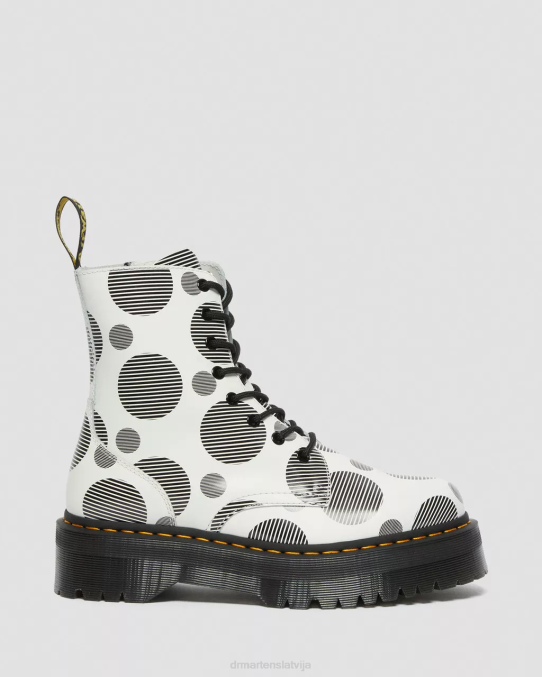Dr. Martens apavi sievietes balts punktveida gluds jadon boot polka dot gludas ādas platformas LHJP157