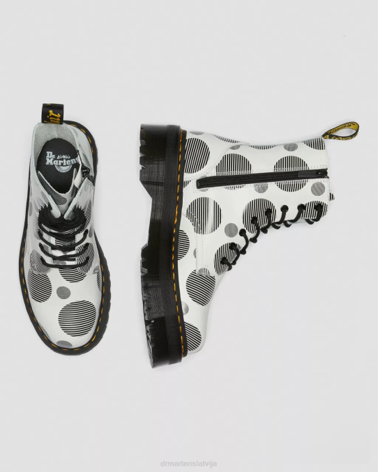 Dr. Martens apavi sievietes balts punktveida gluds jadon boot polka dot gludas ādas platformas LHJP157