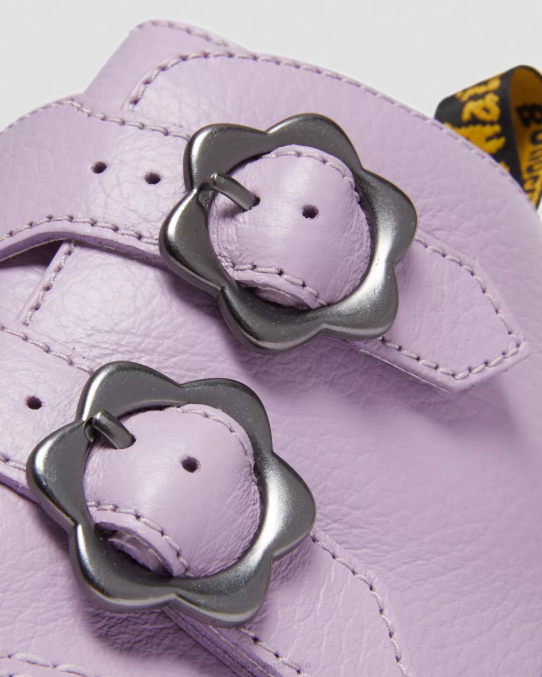 Dr. Martens apavi sievietes ceriņu slīpēta nappa devon ziedu sprādzes ādas platformas zābaki LHJP212