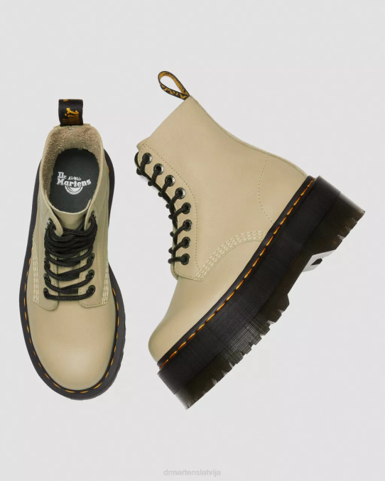Dr. Martens apavi sievietes gaiši olīvu pisa 1460 pascal max ādas platformas zābaki LHJP120