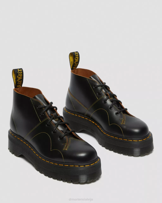 Dr. Martens apavi sievietes melna vintage gluda baznīcas platformas mērkaķu zābaki LHJP48