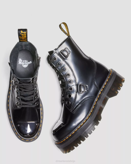 Dr. Martens apavi sievietes melnais sviests jadon zābaku pirkstu aizsargi ādas platformas LHJP180