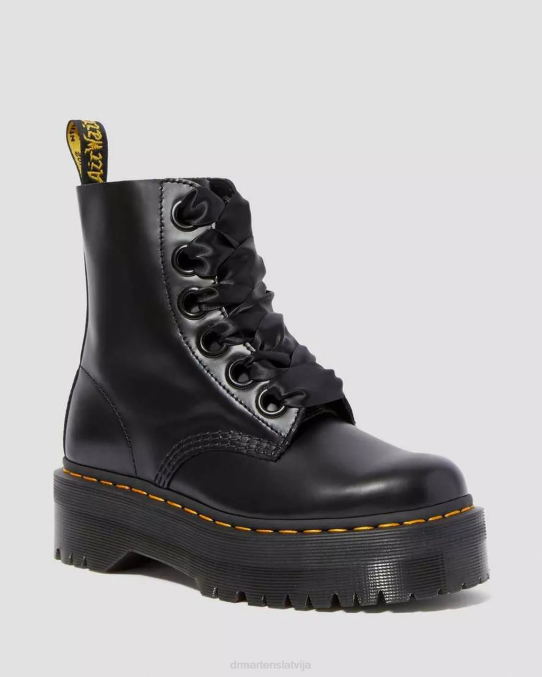 Dr. Martens apavi sievietes melnais sviests molly ādas platformas zābaki LHJP31