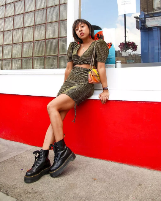 Dr. Martens apavi sievietes melnais sviests molly ādas platformas zābaki LHJP31