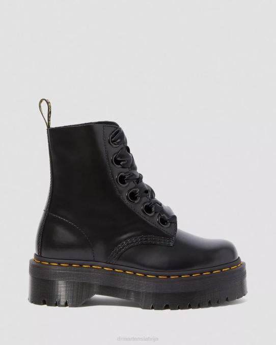 Dr. Martens apavi sievietes melnais sviests molly ādas platformas zābaki LHJP31