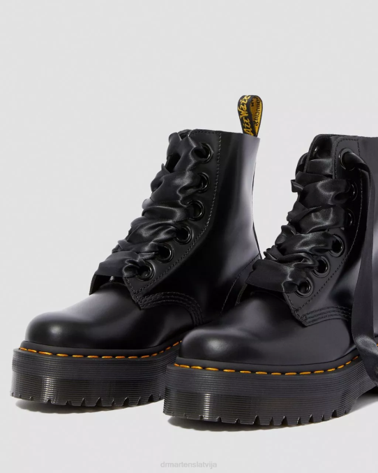 Dr. Martens apavi sievietes melnais sviests molly ādas platformas zābaki LHJP31