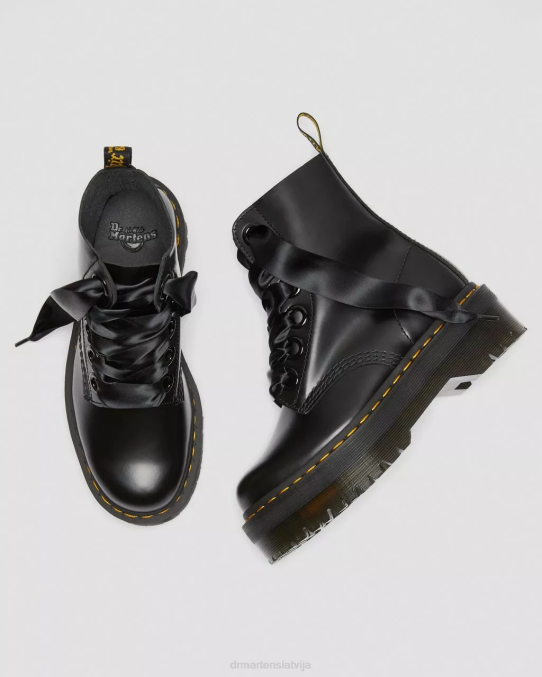 Dr. Martens apavi sievietes melnais sviests molly ādas platformas zābaki LHJP31