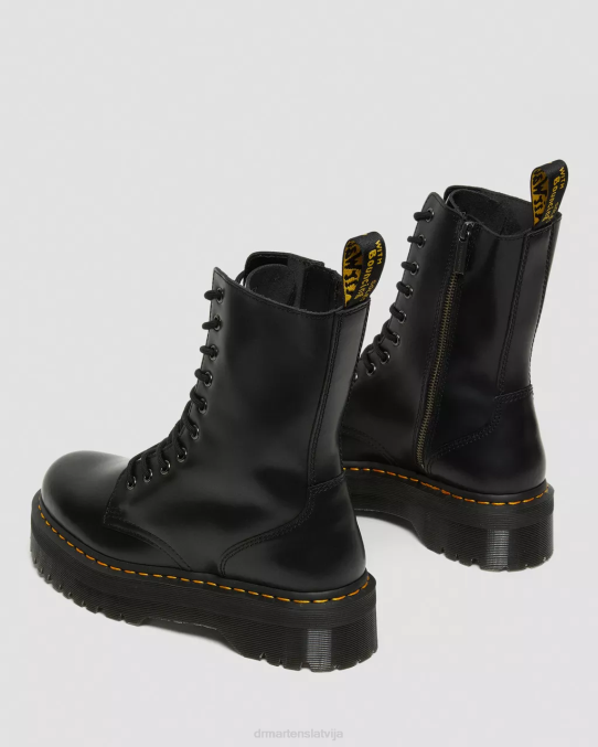 Dr. Martens apavi sievietes melni pulēti gludi jadon hi boot gludas ādas platformas LHJP209
