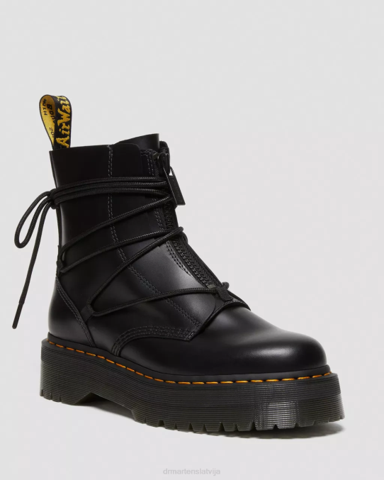 Dr. Martens apavi sievietes melns jarrick ii šņorētas ādas platformas zābaki LHJP64