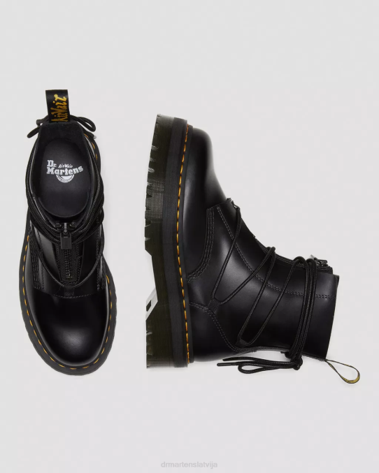 Dr. Martens apavi sievietes melns jarrick ii šņorētas ādas platformas zābaki LHJP64