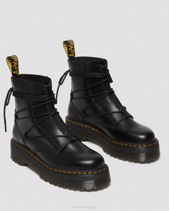 Dr. Martens apavi sievietes melns jarrick ii šņorētas ādas platformas zābaki LHJP64