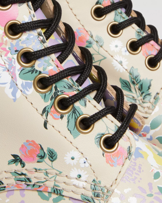 Dr. Martens apavi sievietes pergamenta smilškrāsas fantoma ziedu ēna backhand Sinclair floral mash up ādas platformas zābaki LHJP143