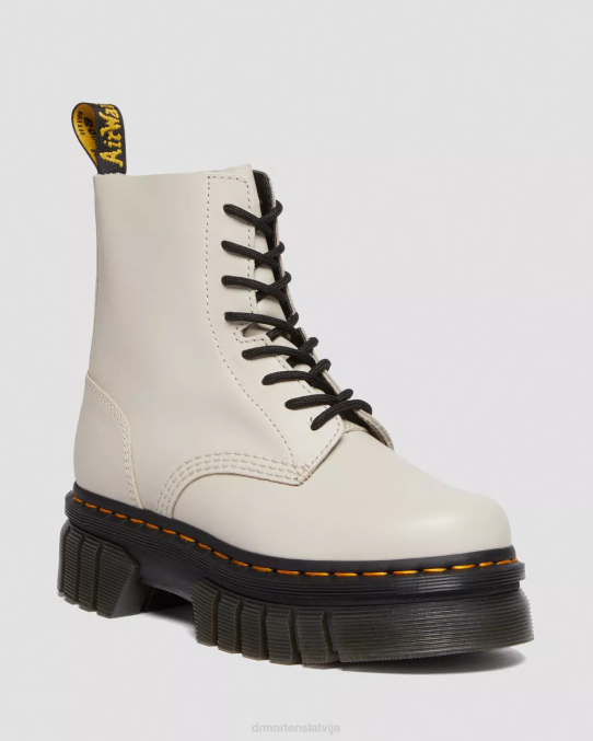 Dr. Martens apavi sievietes bruģakmens pelēks nappa lux audrick nappa ādas platformas puszābaki LHJP98