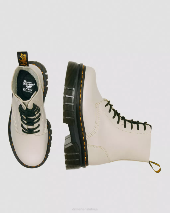Dr. Martens apavi sievietes bruģakmens pelēks nappa lux audrick nappa ādas platformas puszābaki LHJP98
