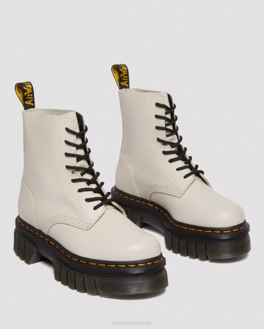 Dr. Martens apavi sievietes bruģakmens pelēks nappa lux audrick nappa ādas platformas puszābaki LHJP98