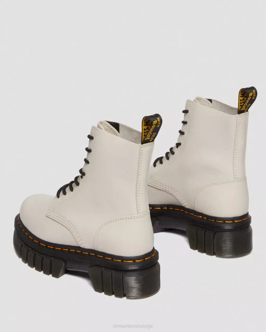 Dr. Martens apavi sievietes bruģakmens pelēks nappa lux audrick nappa ādas platformas puszābaki LHJP98