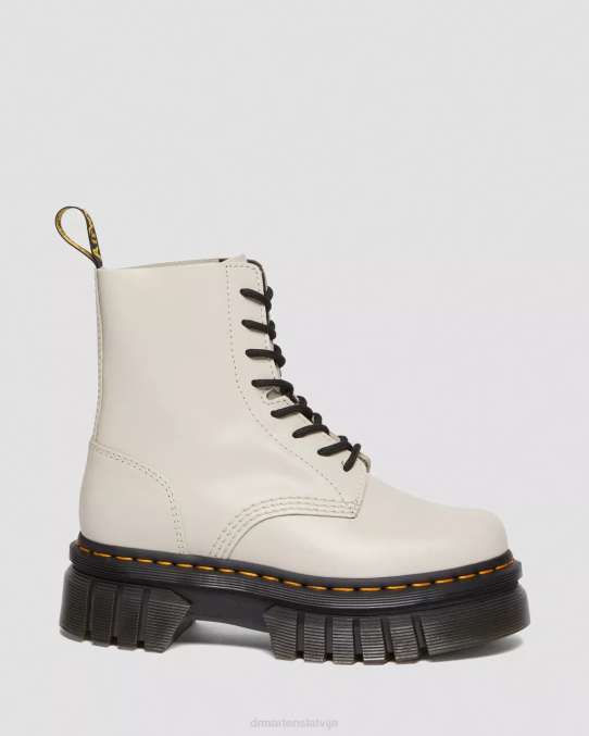 Dr. Martens apavi sievietes bruģakmens pelēks nappa lux audrick nappa ādas platformas puszābaki LHJP98