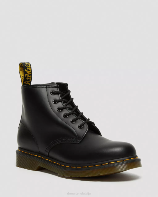 Dr. Martens apavi sievietes melna gluda 101 dzeltena dūriena gludas ādas puszābaki LHJP33