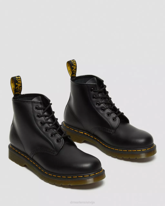Dr. Martens apavi sievietes melna gluda 101 dzeltena dūriena gludas ādas puszābaki LHJP33
