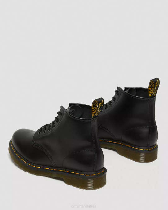 Dr. Martens apavi sievietes melna gluda 101 dzeltena dūriena gludas ādas puszābaki LHJP33