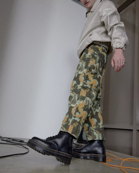 Dr. Martens apavi sievietes melna gluda 101 gludas ādas platformas puszābaki LHJP140