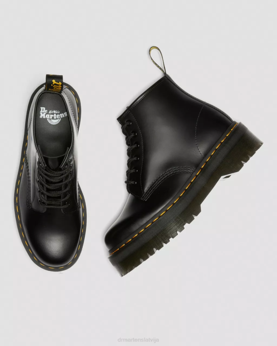 Dr. Martens apavi sievietes melna gluda 101 gludas ādas platformas puszābaki LHJP140