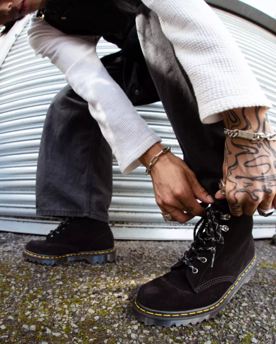 Dr. Martens apavi sievietes melna repello teļa zamšādas mb 101 ražoti Anglijā ben zamšādas puszābaki LHJP176