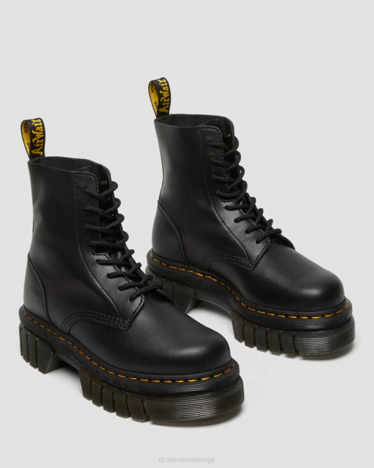 Dr. Martens apavi sievietes melns nappa lux audrick nappa ādas platformas puszābaki LHJP19
