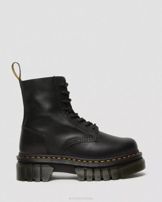 Dr. Martens apavi sievietes melns nappa lux audrick nappa ādas platformas puszābaki LHJP19