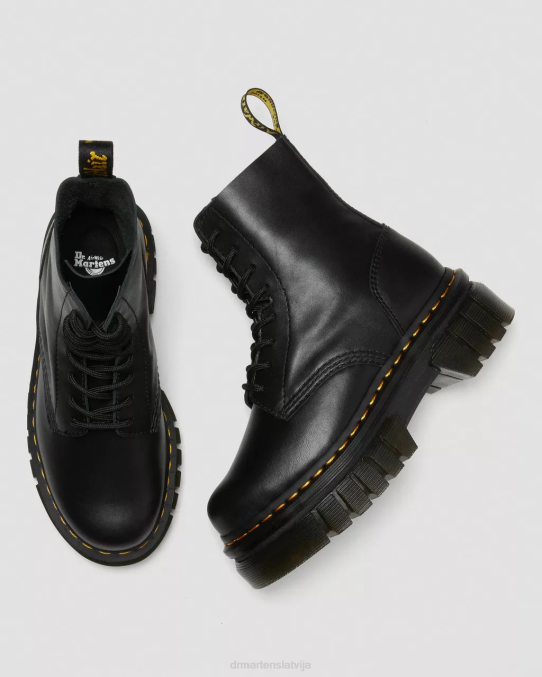 Dr. Martens apavi sievietes melns nappa lux audrick nappa ādas platformas puszābaki LHJP19