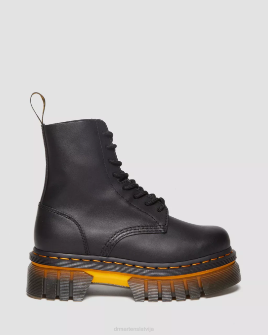 Dr. Martens apavi sievietes melns pulēts lucido audrick kontrasta zoles ādas platformas puszābaki LHJP149