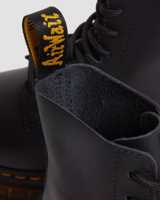 Dr. Martens apavi sievietes melns pulēts lucido audrick kontrasta zoles ādas platformas puszābaki LHJP149