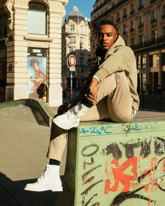 Dr. Martens apavi sievietes balta gluda 1460 mono gludas ādas šņorzābaki LHJP94