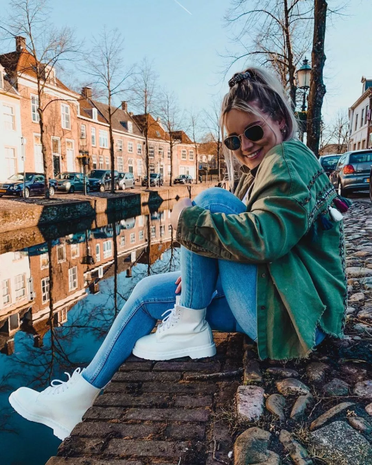 Dr. Martens apavi sievietes balta gluda 1460 mono gludas ādas šņorzābaki LHJP94