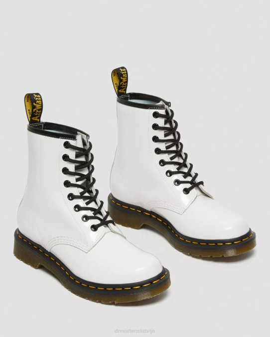 Dr. Martens apavi sievietes balts lucido & patentlamps 1460 lakādas šņorzābaki LHJP93