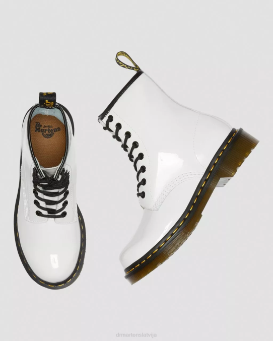 Dr. Martens apavi sievietes balts lucido & patentlamps 1460 lakādas šņorzābaki LHJP93